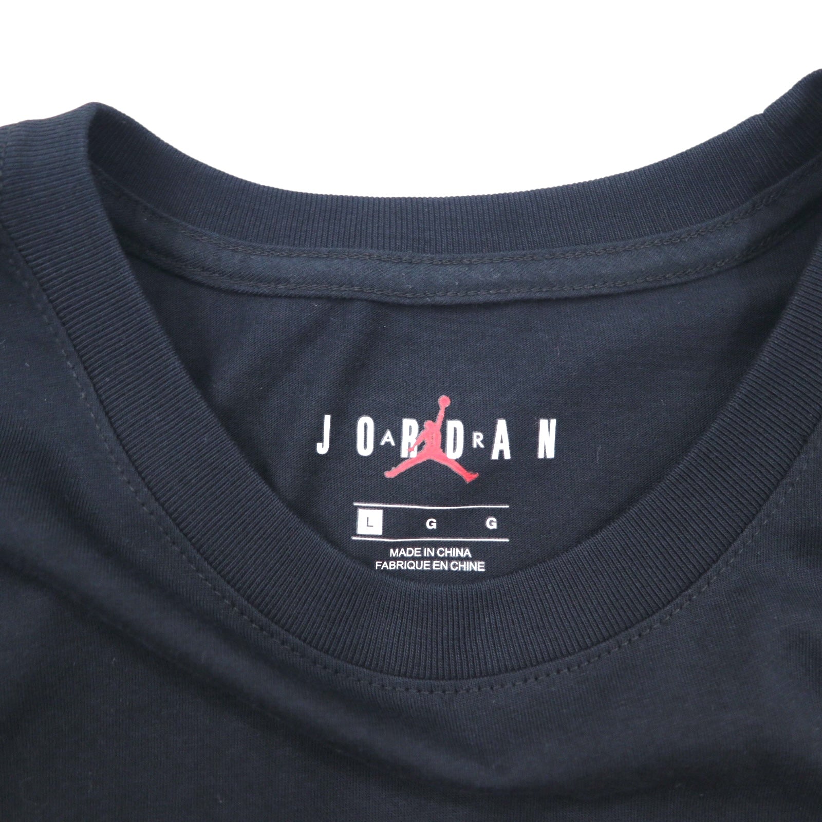 JORDAN BRAND ( NIKE ) Maglietta stampata Jordan L Nera Cotone JUMP MAN CW0860-010 Nuovo con etichette