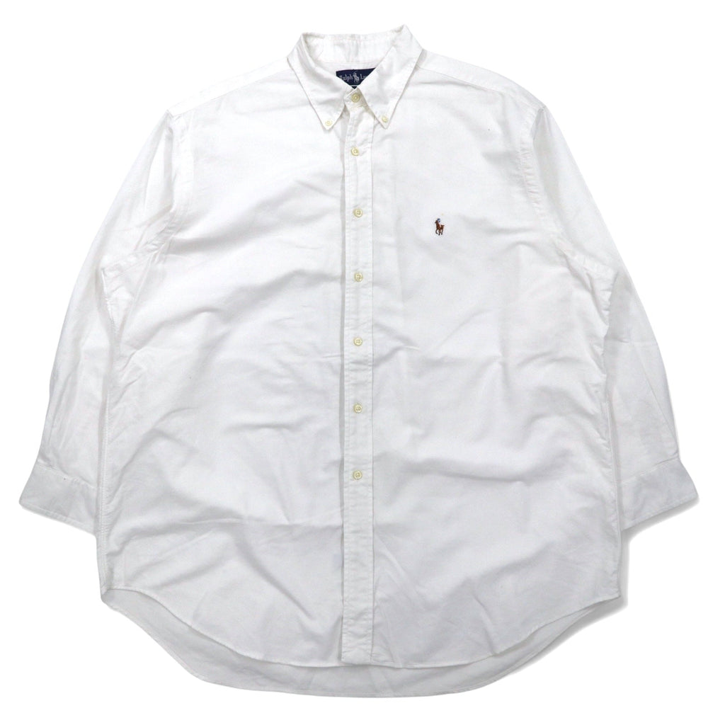 RALPH LAUREN anni '90 YARMOUTH Oxford Button-Down Shirt XL Bianco Cotone Piccolo pony ricamato Prodotto in Giamaica