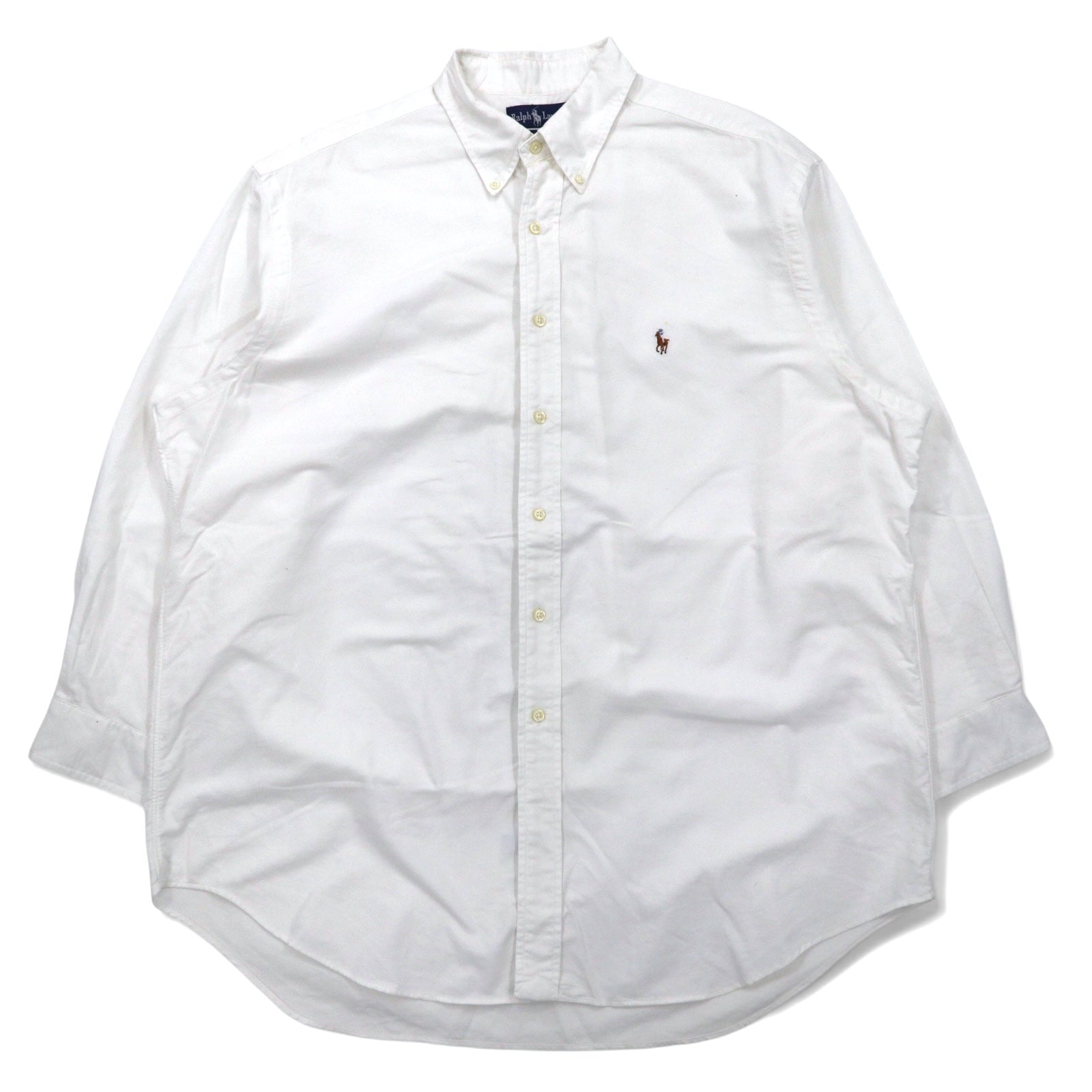 RALPH LAUREN anni '90 YARMOUTH Oxford Button-Down Shirt XL Bianco Cotone Piccolo pony ricamato Prodotto in Giamaica