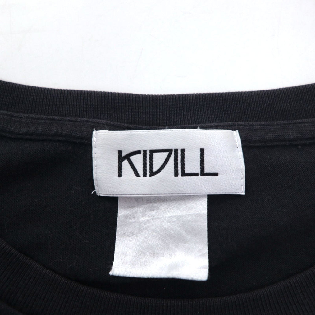 KIDILL 非芸術 プリント Tシャツ FREE ブラック コットン 漢字