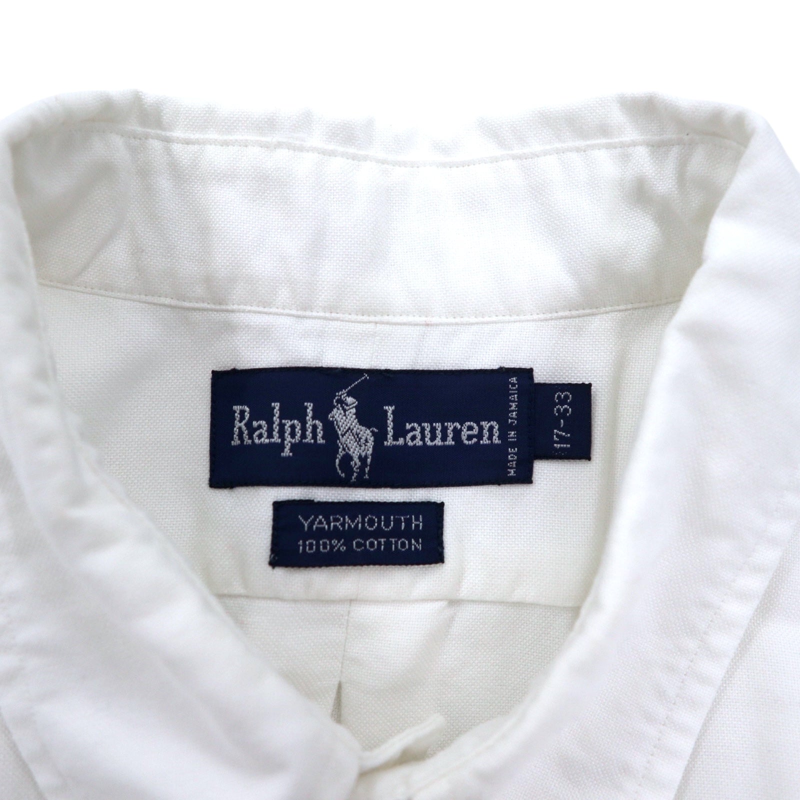 RALPH LAUREN anni '90 YARMOUTH Oxford Button-Down Shirt XL Bianco Cotone Piccolo pony ricamato Prodotto in Giamaica