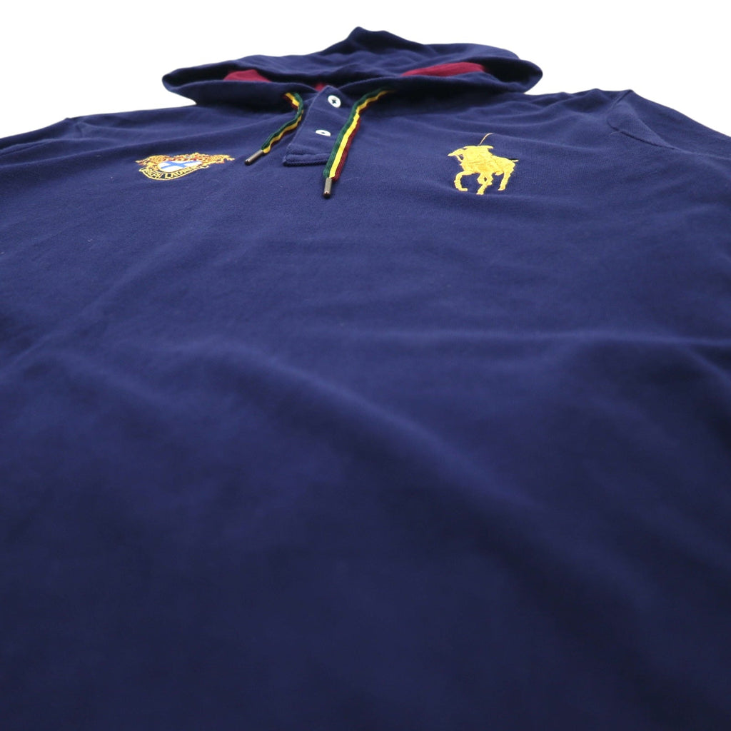 POLO RALPH LAUREN ビッグポニー エムブレム 刺繍 プルオーバー パーカー L ネイビー コットン 鹿の子