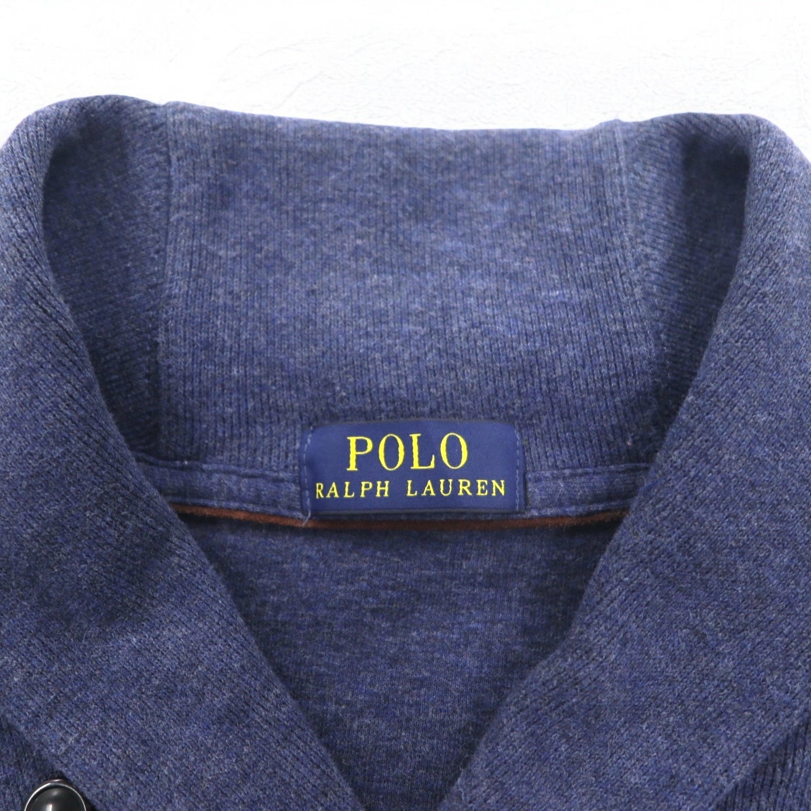 POLO RALPH LAUREN Felpa con collo a scialle L Blu navy Cotone Ricamo piccolo pony