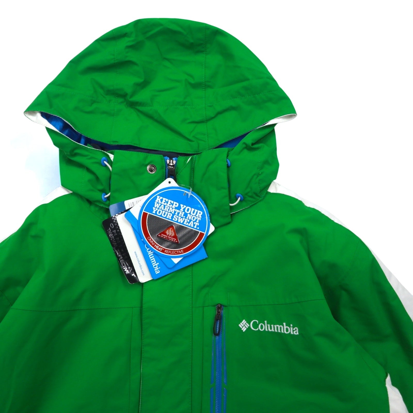 Columbia OMNI-HEAT Giacca a Vento da Montagna Taglia M Verde OMNI-TECH Impermeabile CUBIST 2.0 JACKET SM4010-010 Nuovo con Etichette