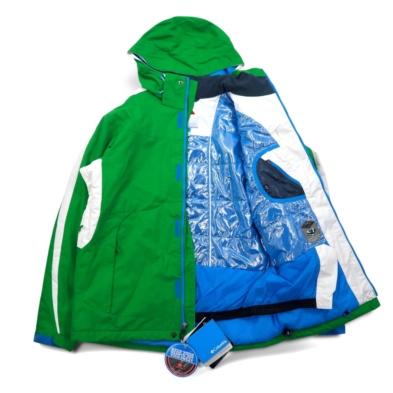 Columbia OMNI-HEAT Giacca a Vento da Montagna Taglia M Verde OMNI-TECH Impermeabile CUBIST 2.0 JACKET SM4010-010 Nuovo con Etichette