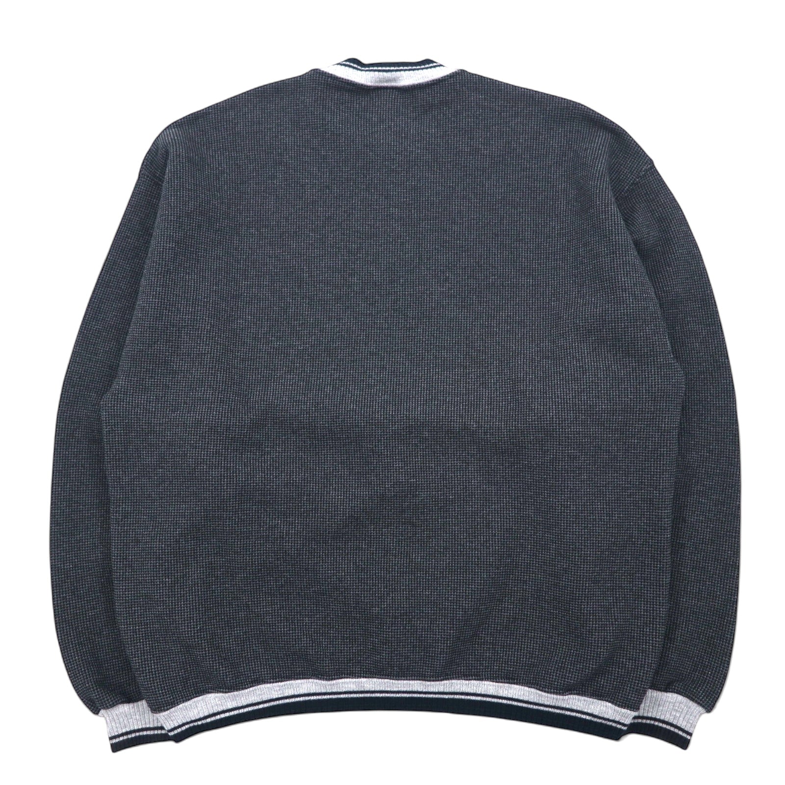 Felpa in waffle JERZEES con righe a coste, anni '90, Made in USA, taglia L, colore grigio, cotone, interno felpato, FFY, ricamo a punto singolo SUPER SWEATS