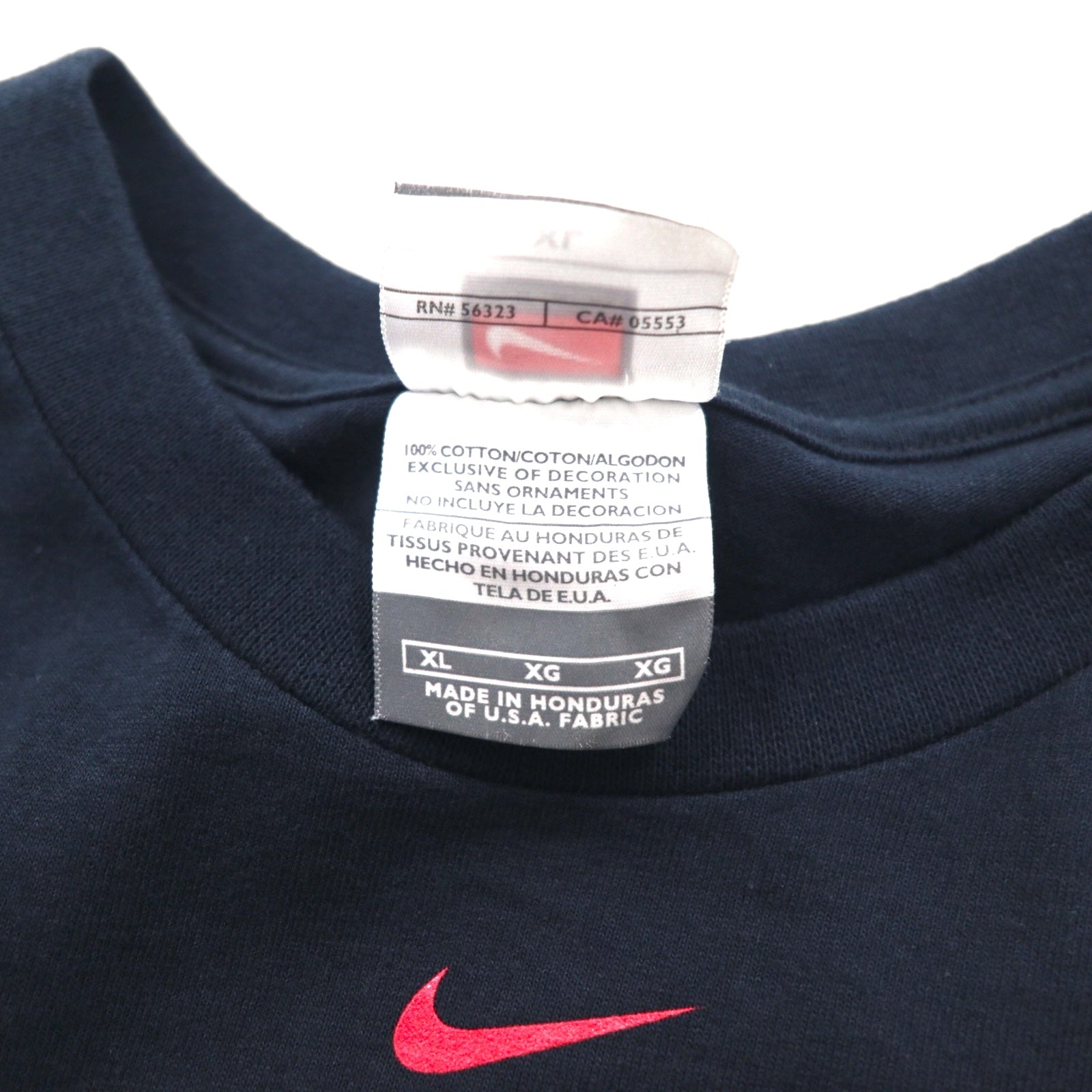 NIKE Anni 2000 T-shirt con stampa college TEAM, XL, nera, WISCONSIN FOOTBALL, Swoosh centrale