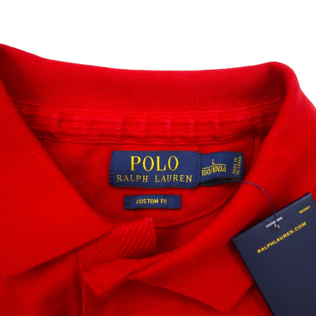POLO RALPH LAUREN Polo L rosso cotone piqué logo P ricamato CUSTOM FIT Articolo nuovo