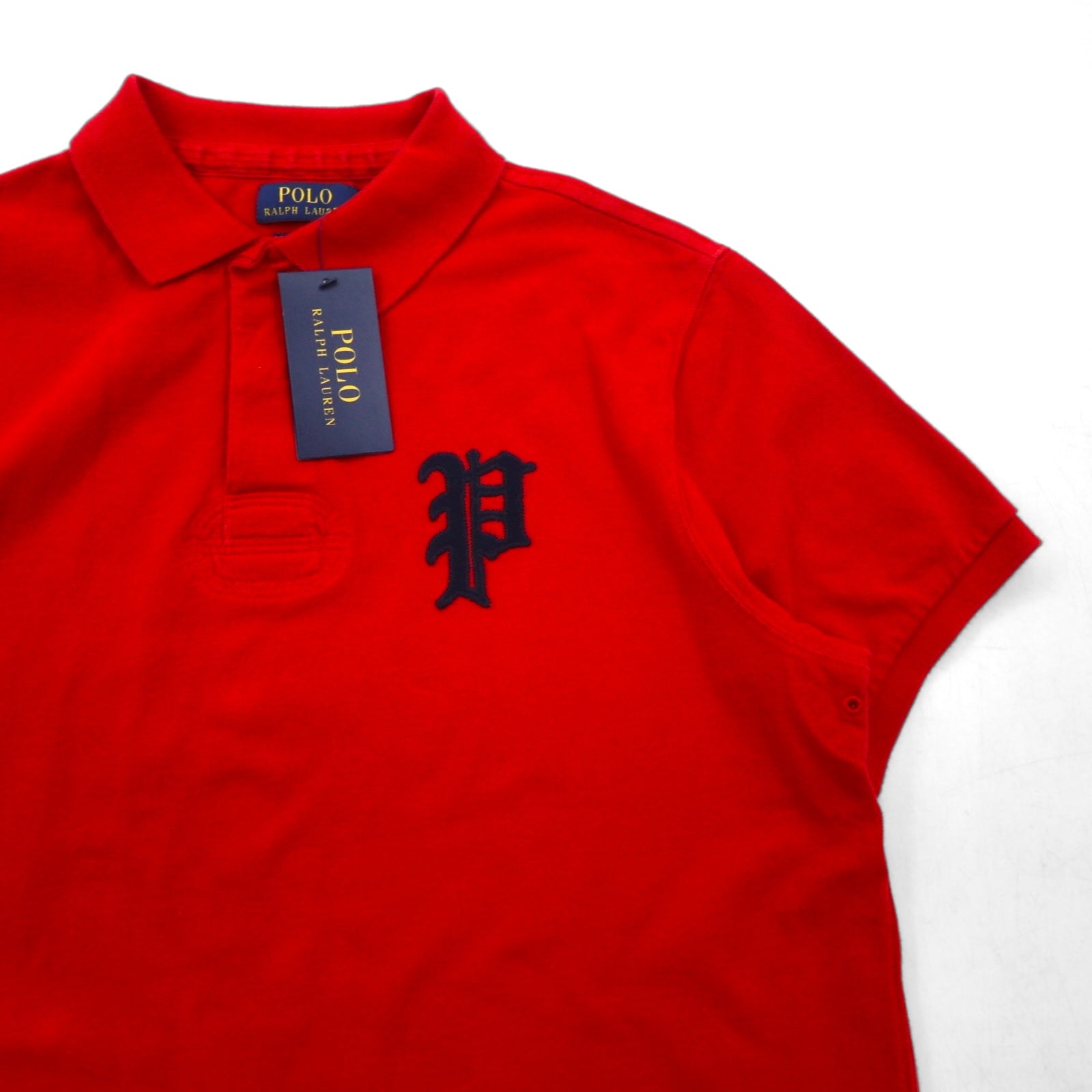 POLO RALPH LAUREN Polo L rosso cotone piqué logo P ricamato CUSTOM FIT Articolo nuovo