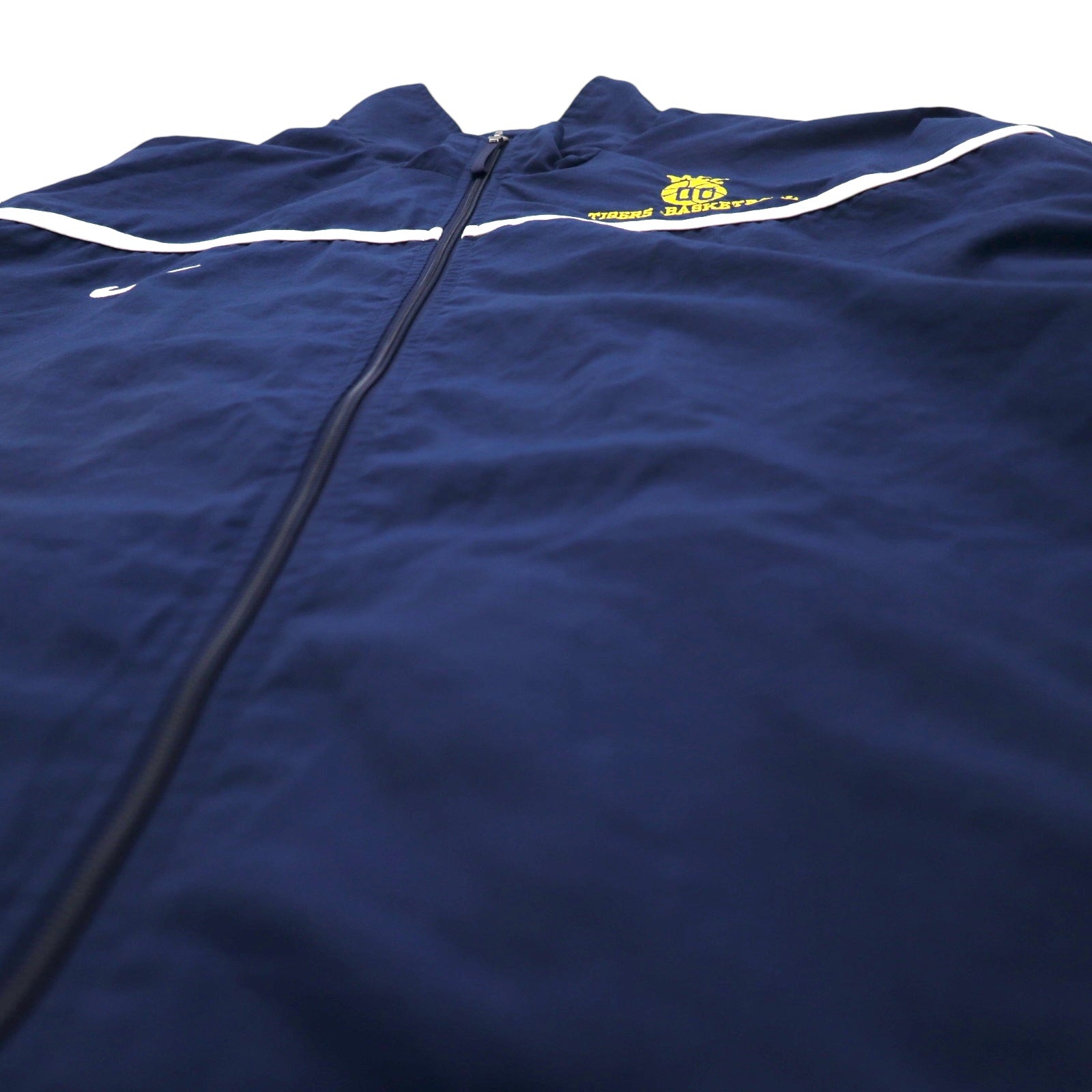 NIKE Anni '90, Giacca in nylon con etichetta TEAM, giacca da pista, tuta da ginnastica, XXL, blu navy, fodera in mesh, MCC TIGERS BASKETBALL, ricamo Swoosh