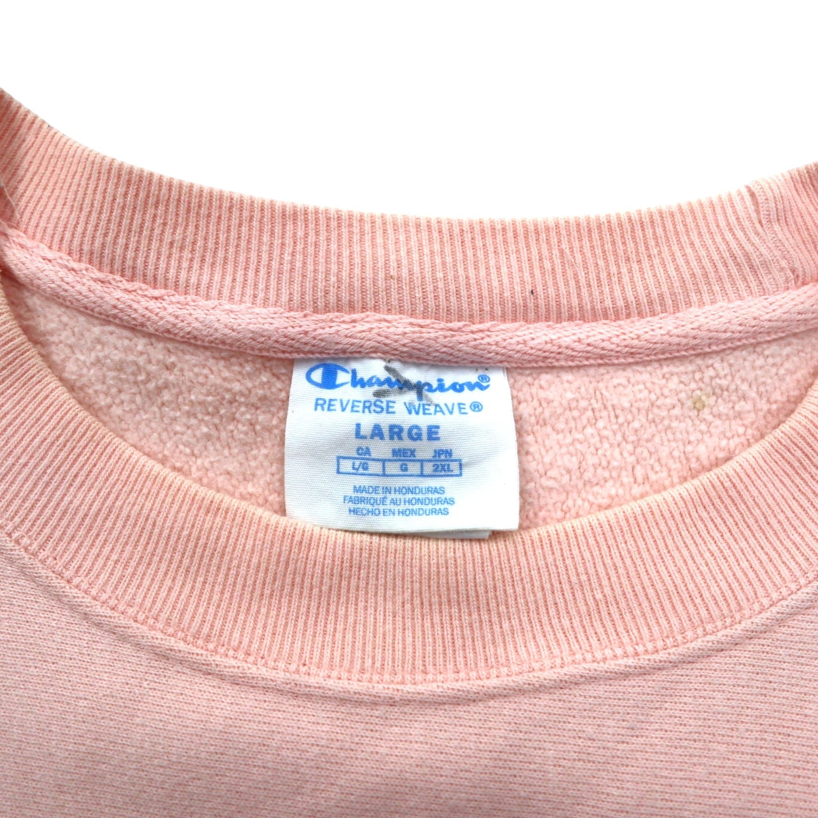 Champion Reverse Weave Felpa 2XL rosa etichetta blu riedizione made in Honduras
