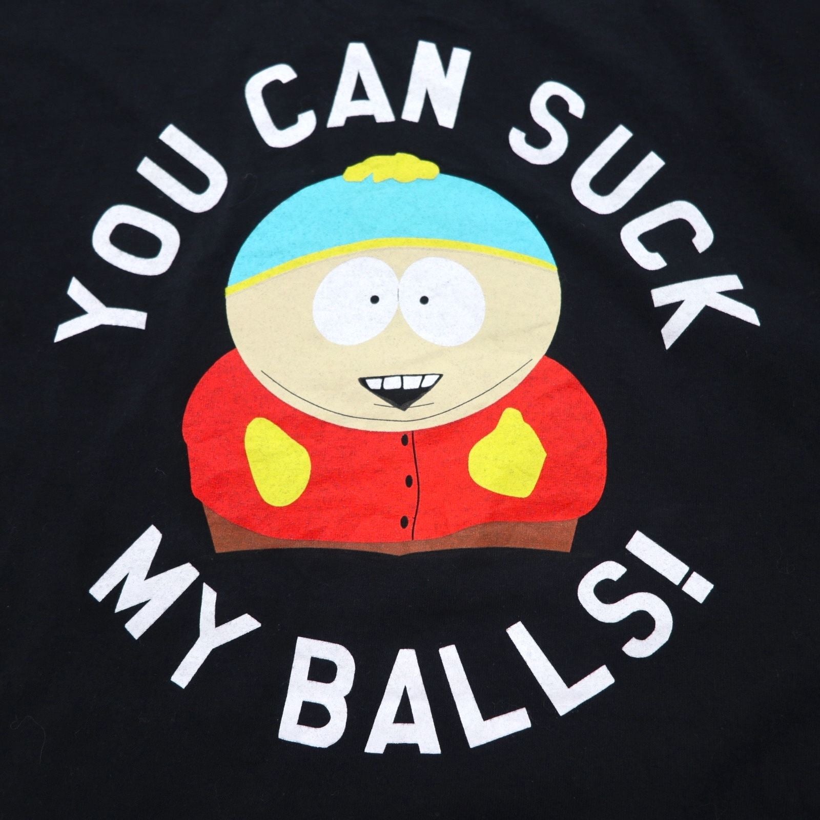 T-shirt SOUTH PARK con stampa di personaggi anime, taglia XL, nera, "YOU CAN SUCK MY BALLS", Made in Nicaragua