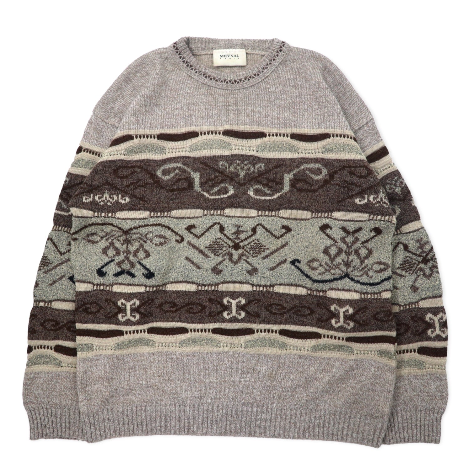 MEYNAL Maglione 3D in maglia dalla Francia, XL, beige, cotone, fantasia all-over
