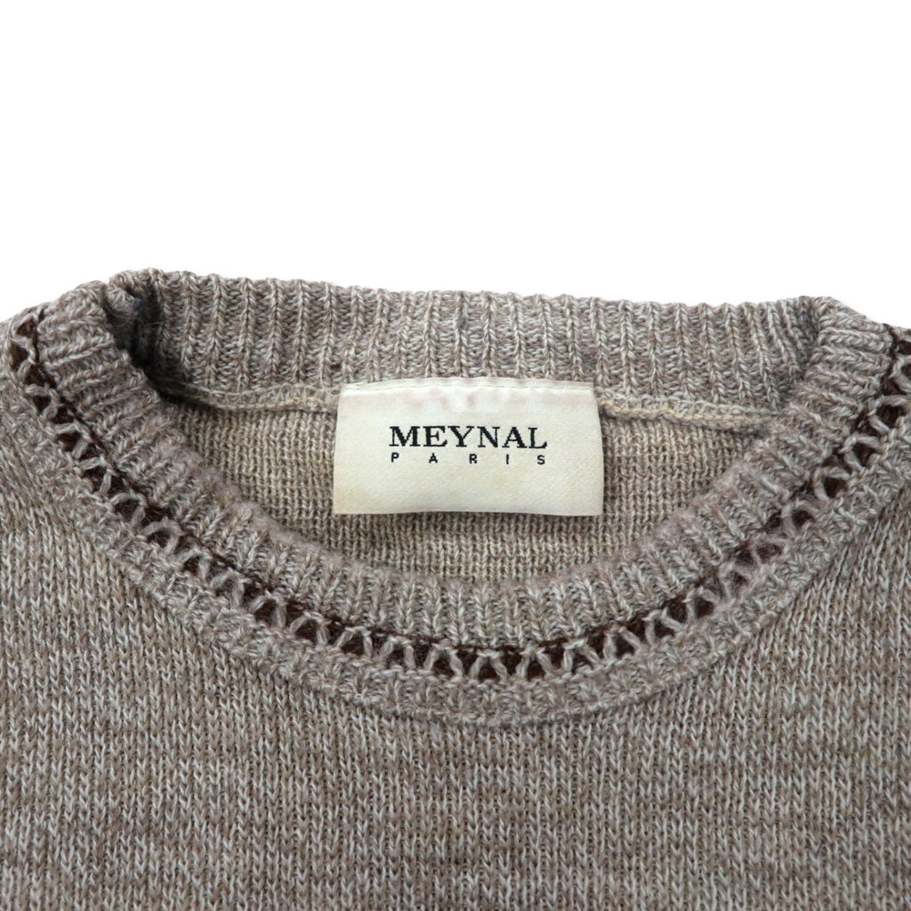 MEYNAL フランス製 3D ニット セーター XL ベージュ コットン 総柄