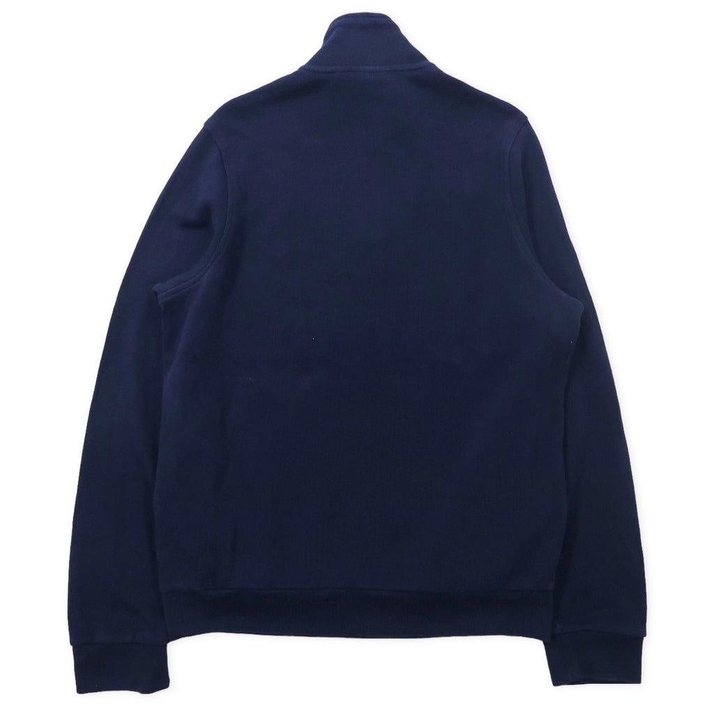 Felpa LACOSTE dolcevita a mezza zip, taglia L, blu navy, in cotone, con logo ricamato.