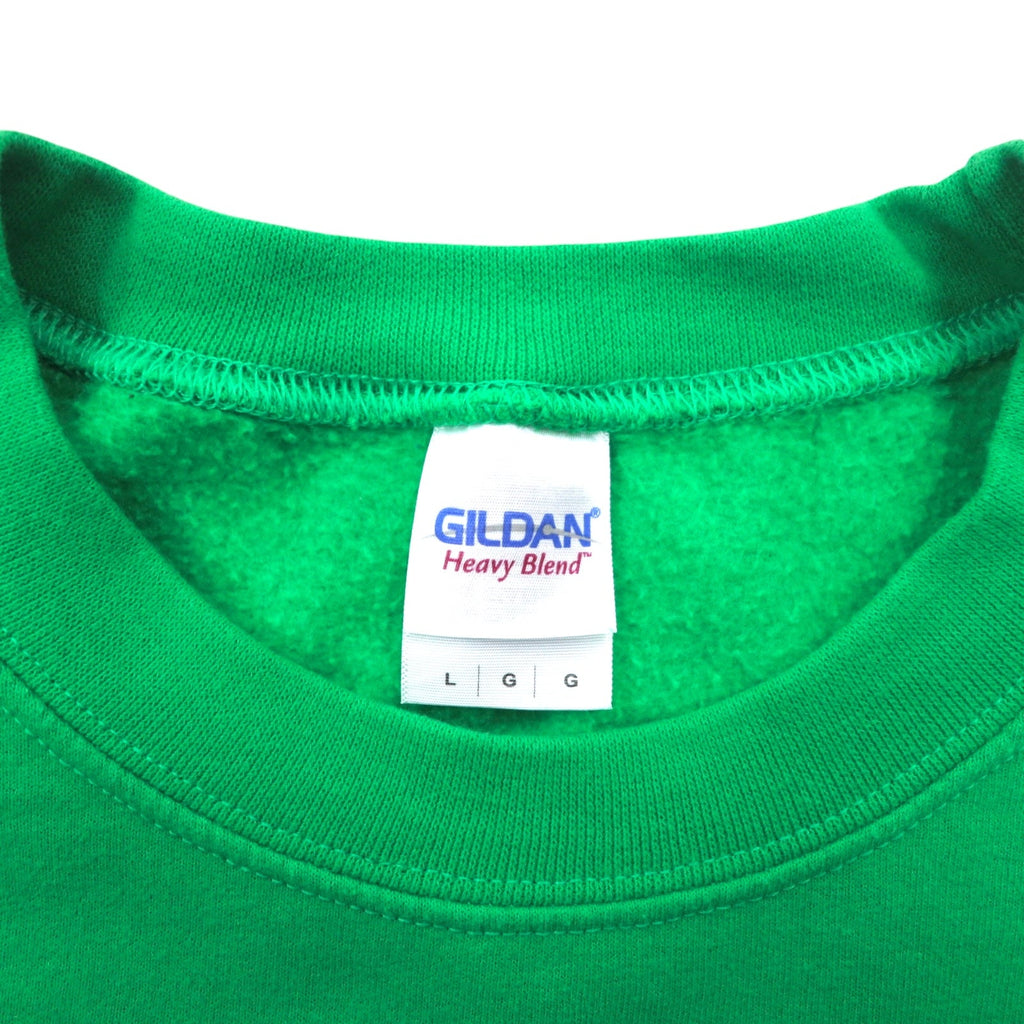 GILDAN Felpa girocollo L verde stampata con interno felpato ATTACK VOLLEYBALL, prodotta in Honduras