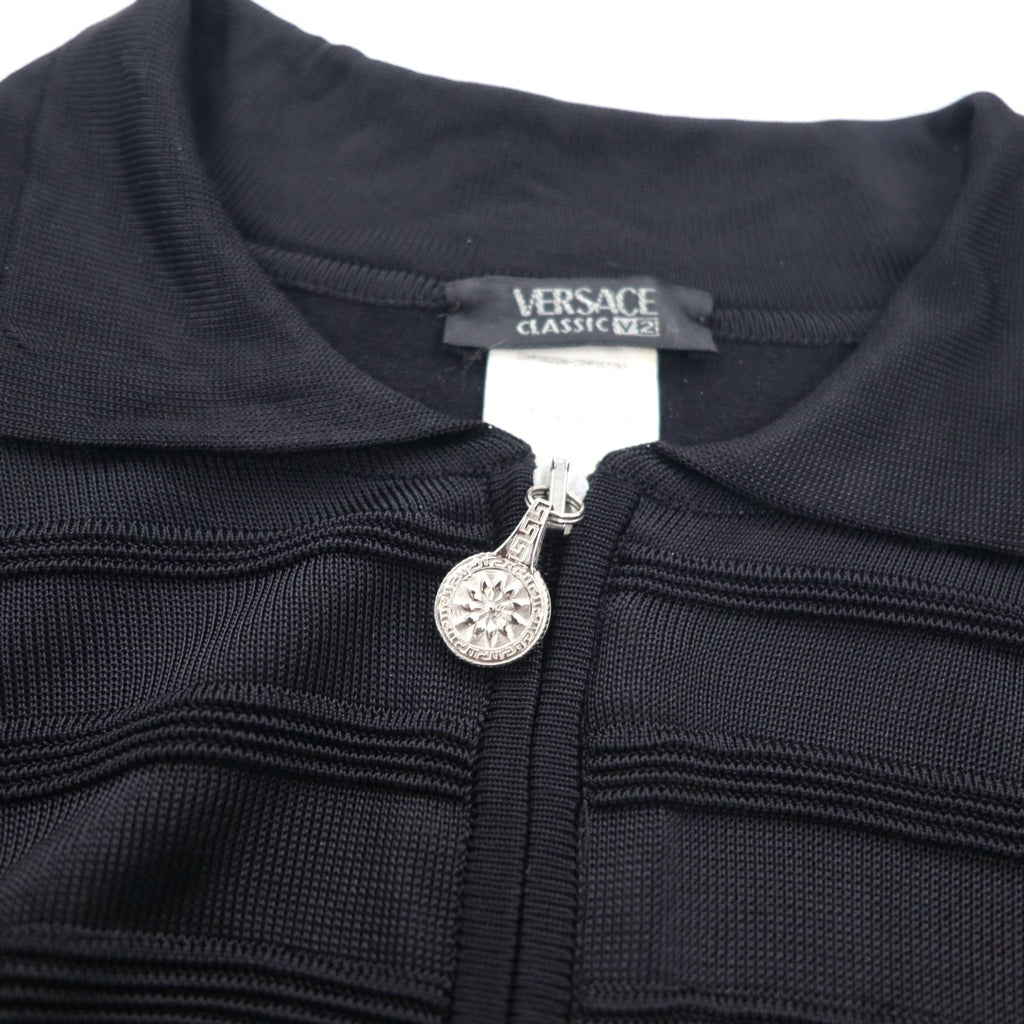 VERSACE CLASSIC V2 Maglia mezza zip in rayon, taglia L, nera, elasticizzata, Made in Italy
