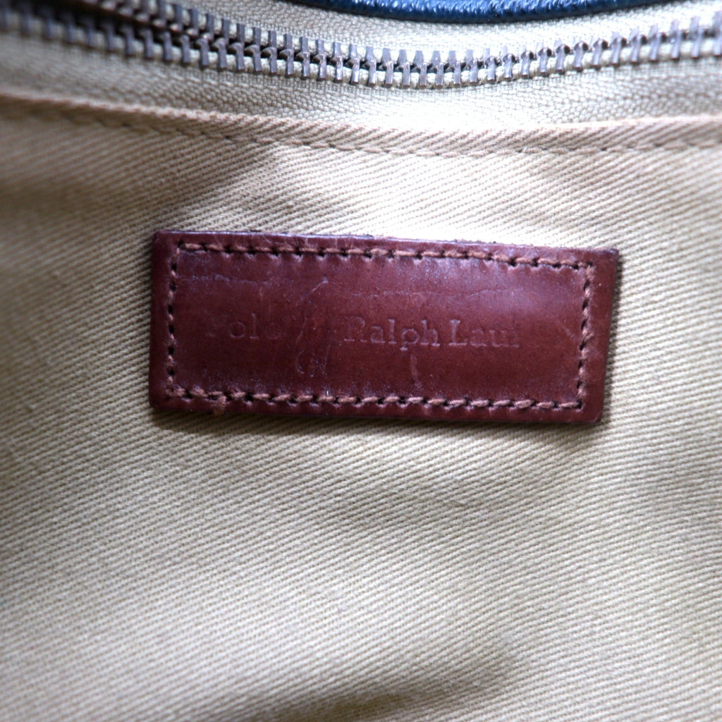 POLO RALPH LAUREN ショルダーバッグ ポシェット グリーン チェック PVC レザー切り替え