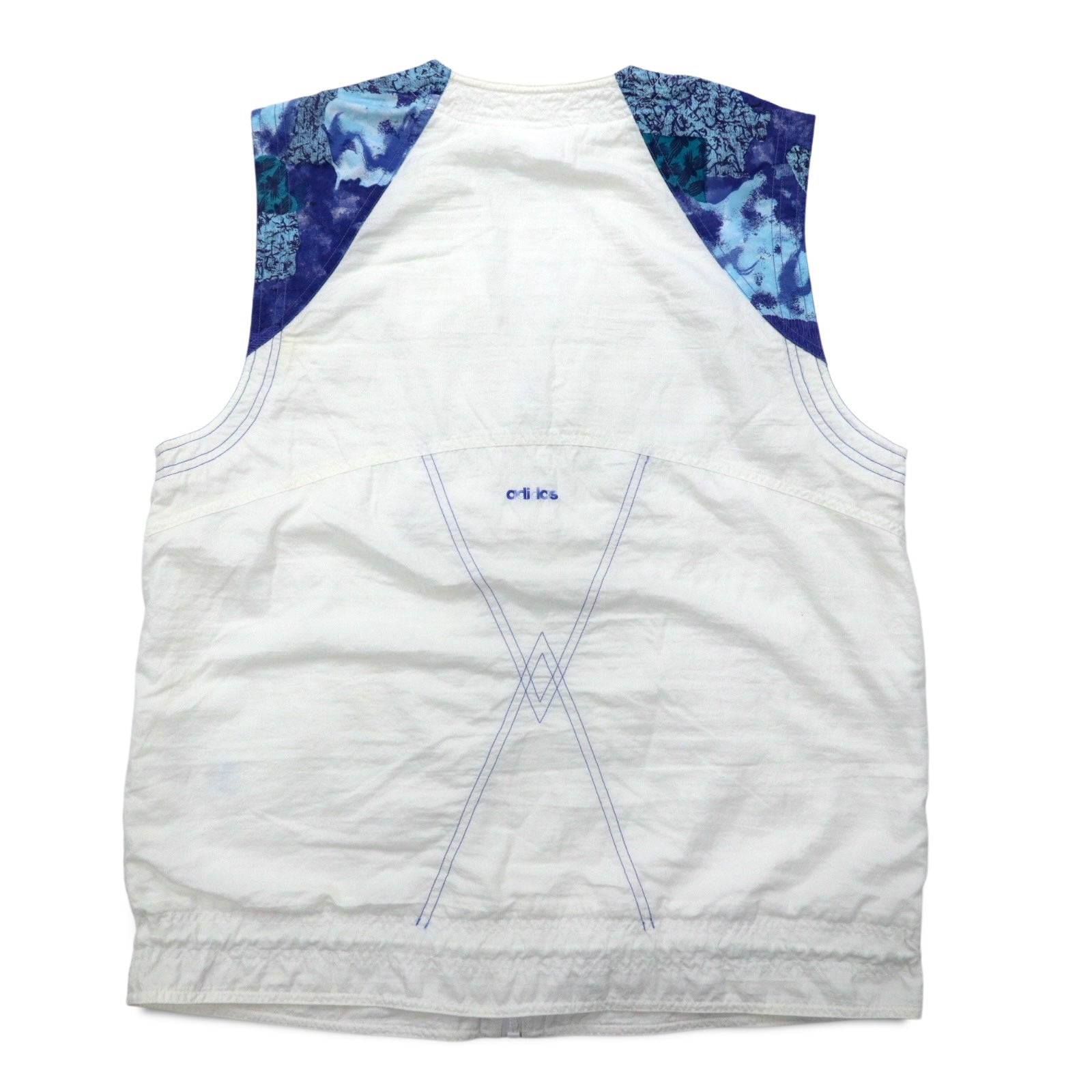 adidas anni '90 etichetta argentata gilet tecnico con zip XL bianco poliestere cinese