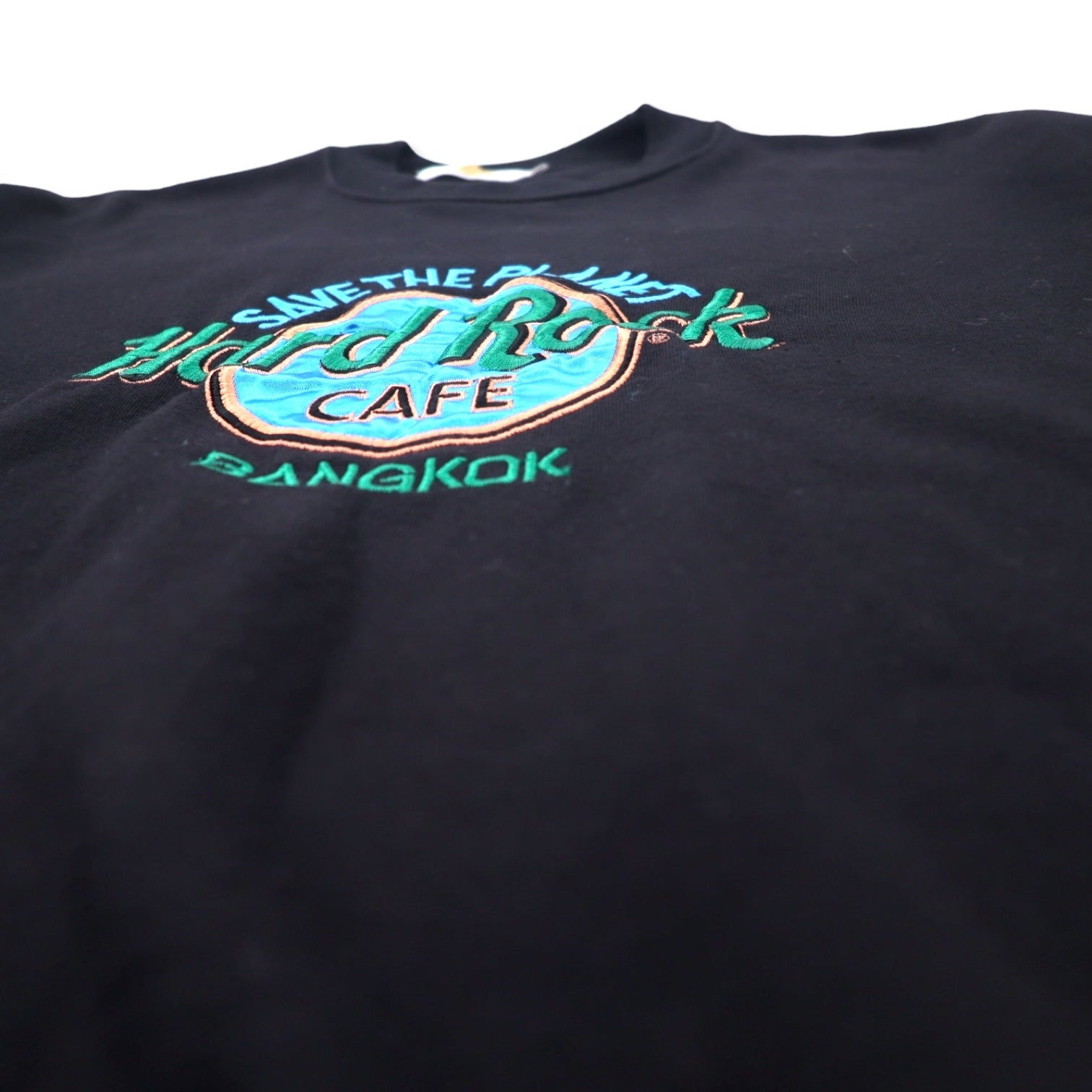 Hard Rock CAFE anni '90, ricamo logo, felpa, taglia L, nera, cotone, interno felpato, BANGKOK
