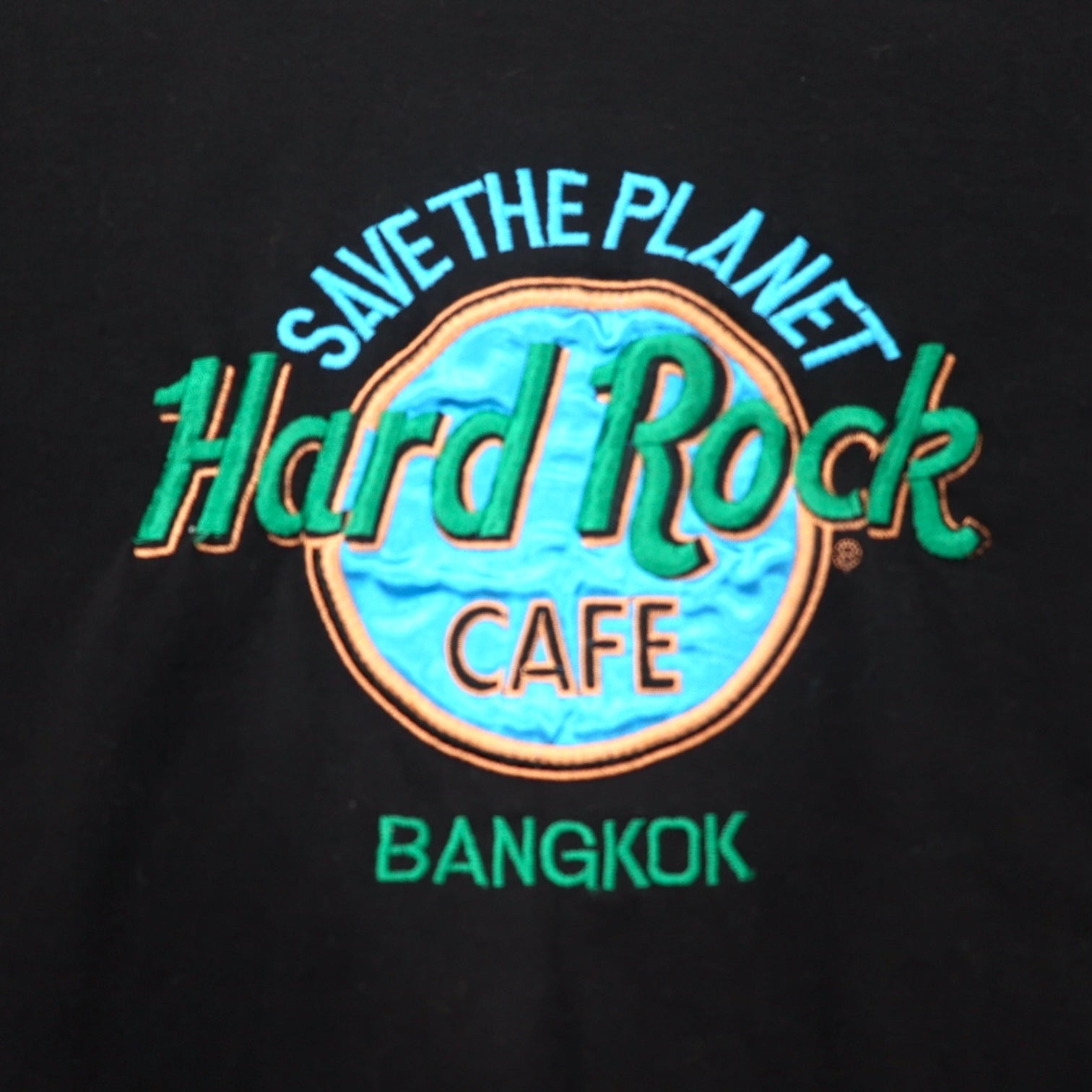 Hard Rock CAFE anni '90, ricamo logo, felpa, taglia L, nera, cotone, interno felpato, BANGKOK