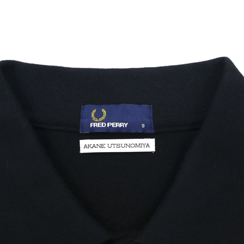 FRED PERRY × AKANE UTSUNOMIYA Polo a maniche corte taglio ampio S nero cotone Piqué Shirt F5334 Made in Japan