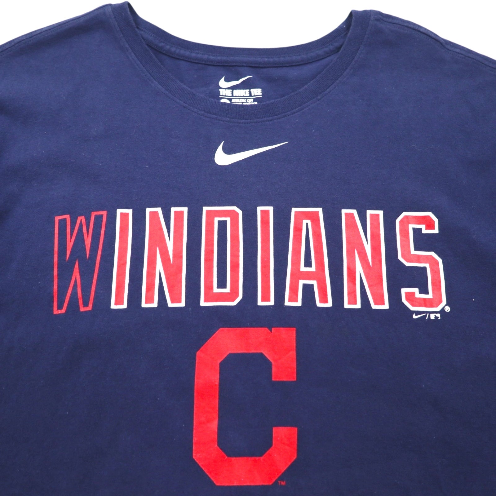 NIKE T-shirt da baseball stampata 2XL blu navy cotone MLB INDIANS Center Swoosh