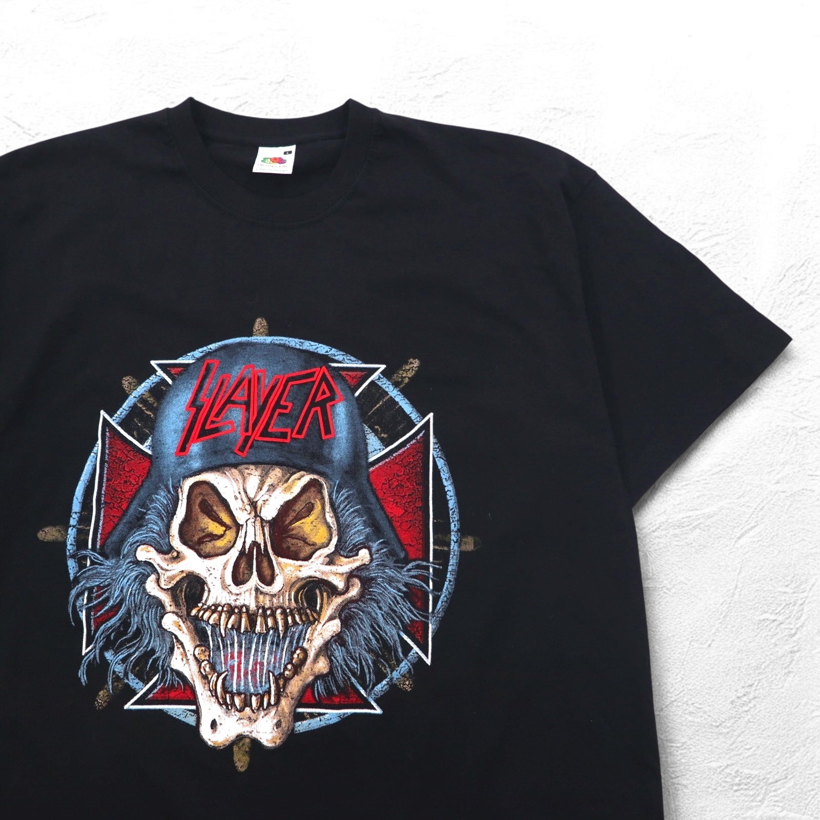 SLAYER スレイヤー バンド Tシャツ L ブラック コットン 両面プリント スカル FRUIT OF THE LOOM モロッコ製