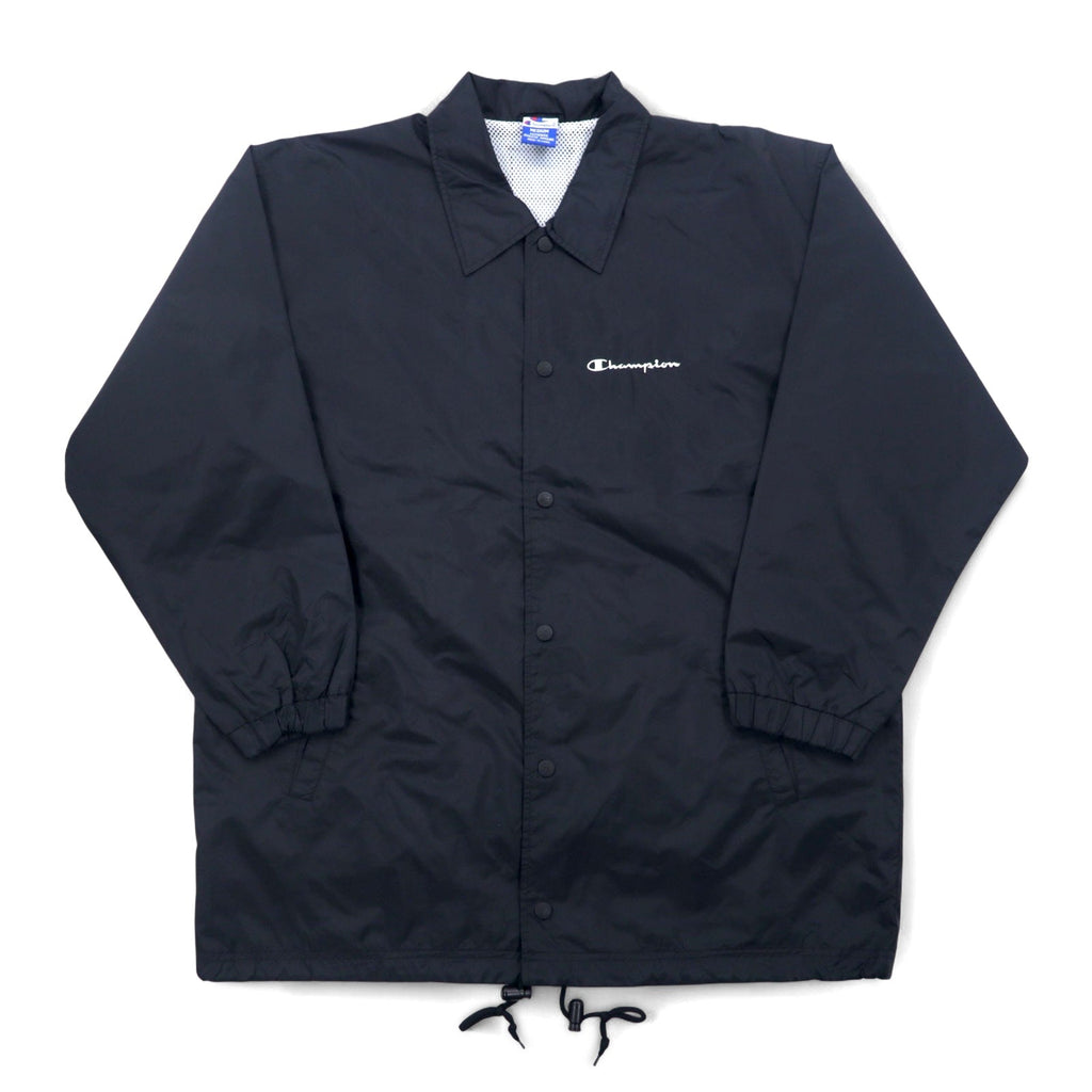 Champion 90年代 オーバーサイズ コーチジャケット M ブラック ナイロン メッシュライナー スクリプトロゴ