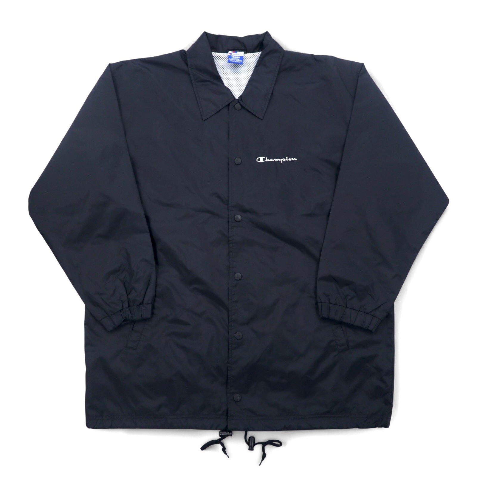Champion 90年代 オーバーサイズ コーチジャケット M ブラック ナイロン メッシュライナー スクリプトロゴ