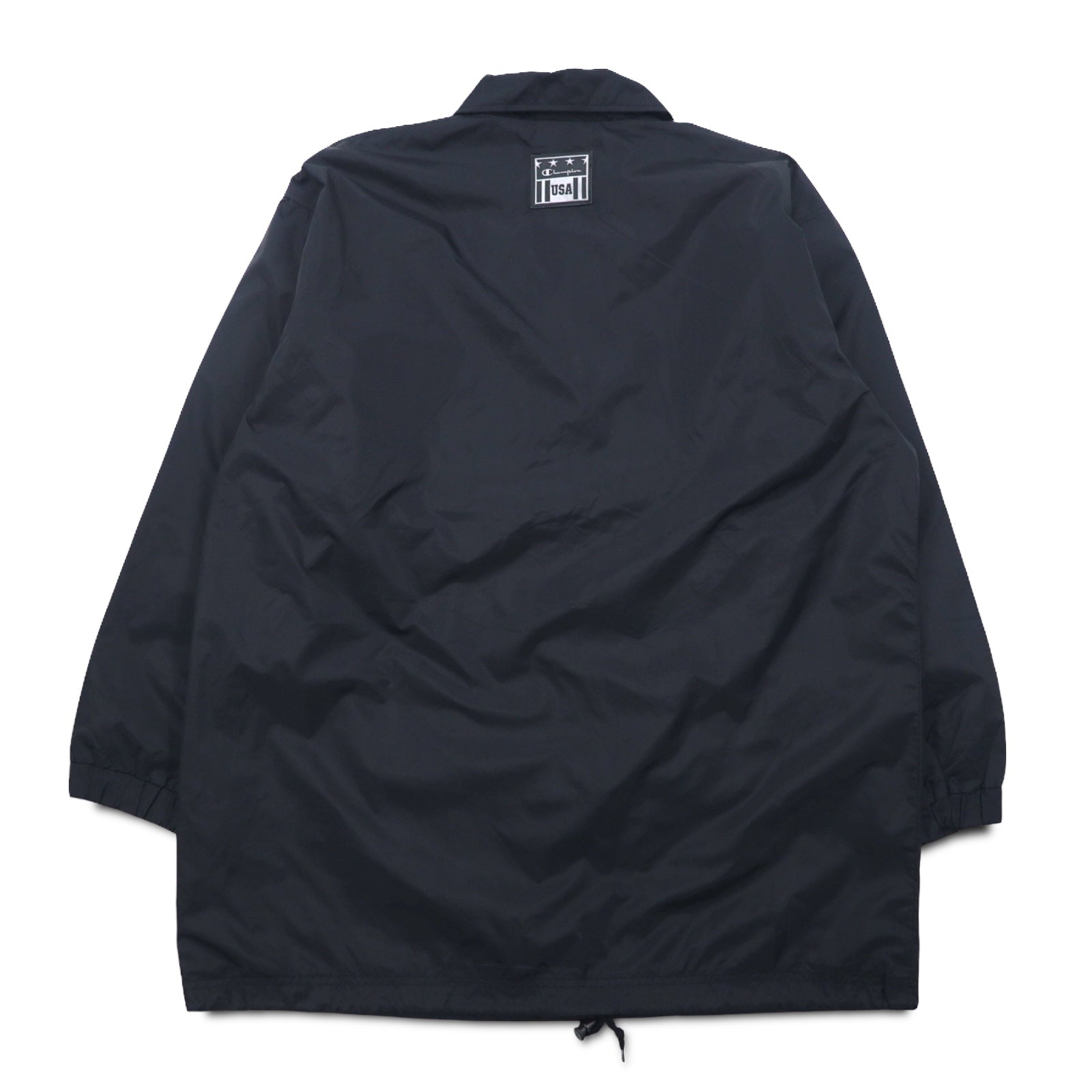 Champion 90年代 オーバーサイズ コーチジャケット M ブラック ナイロン メッシュライナー スクリプトロゴ