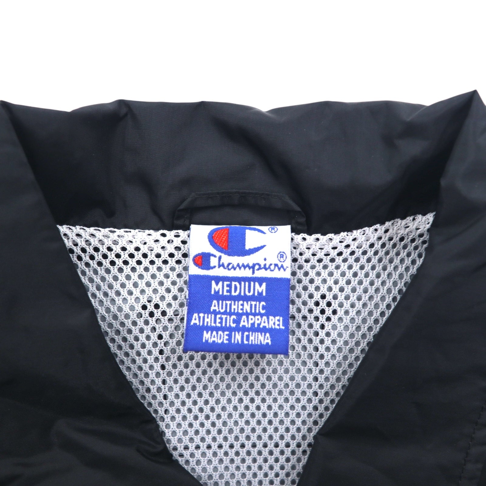 Champion 90年代 オーバーサイズ コーチジャケット M ブラック ナイロン メッシュライナー スクリプトロゴ