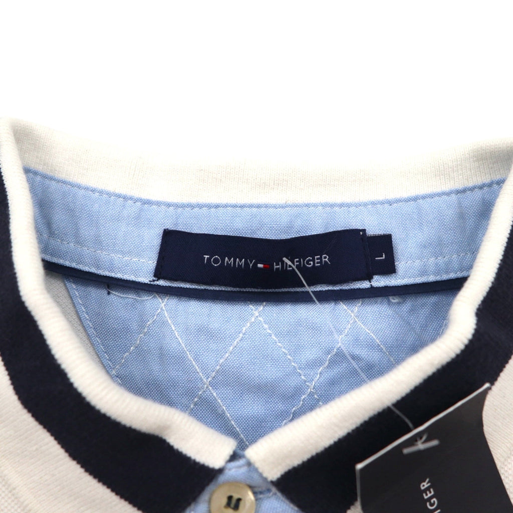 TOMMY HILFIGER Polo L Bianca Cotone Piqué Numerate Logo Ricamato Mai Usata