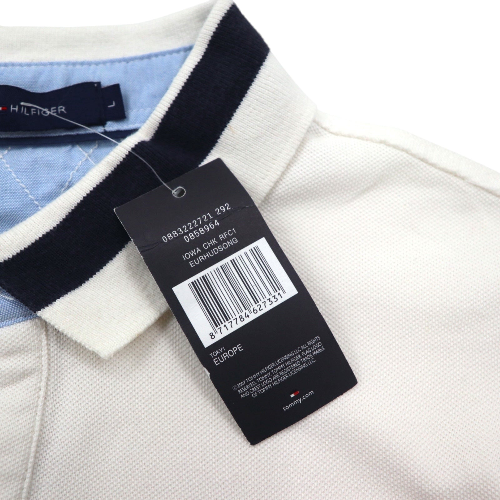 TOMMY HILFIGER Polo L Bianca Cotone Piqué Numerate Logo Ricamato Mai Usata