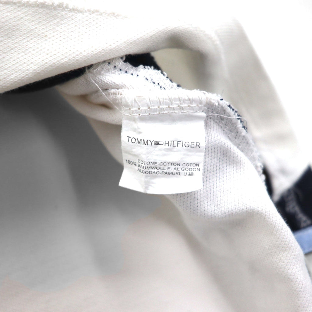 TOMMY HILFIGER Polo L Bianca Cotone Piqué Numerate Logo Ricamato Mai Usata
