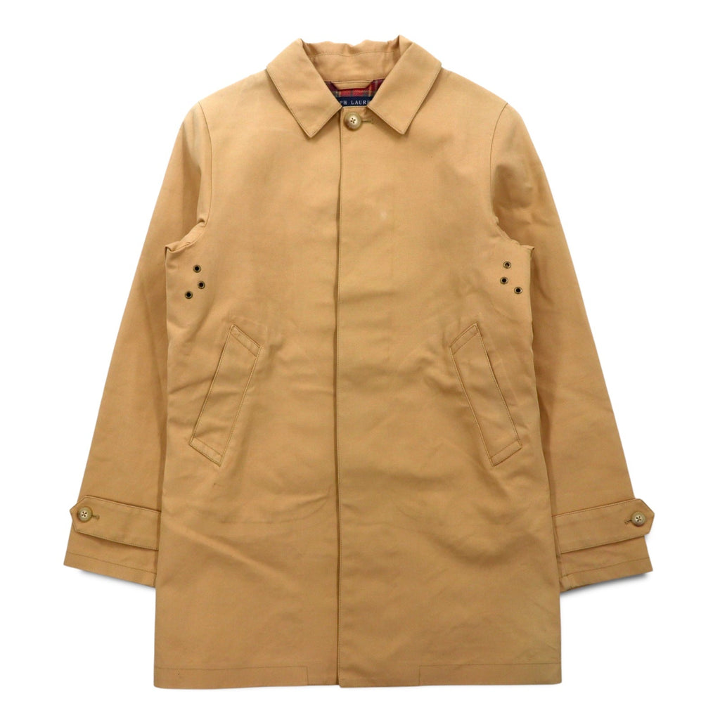 RALPH LAUREN anni '90 Impermeabile con collo a listino in gomma taglia S Beige Fodera a quadri