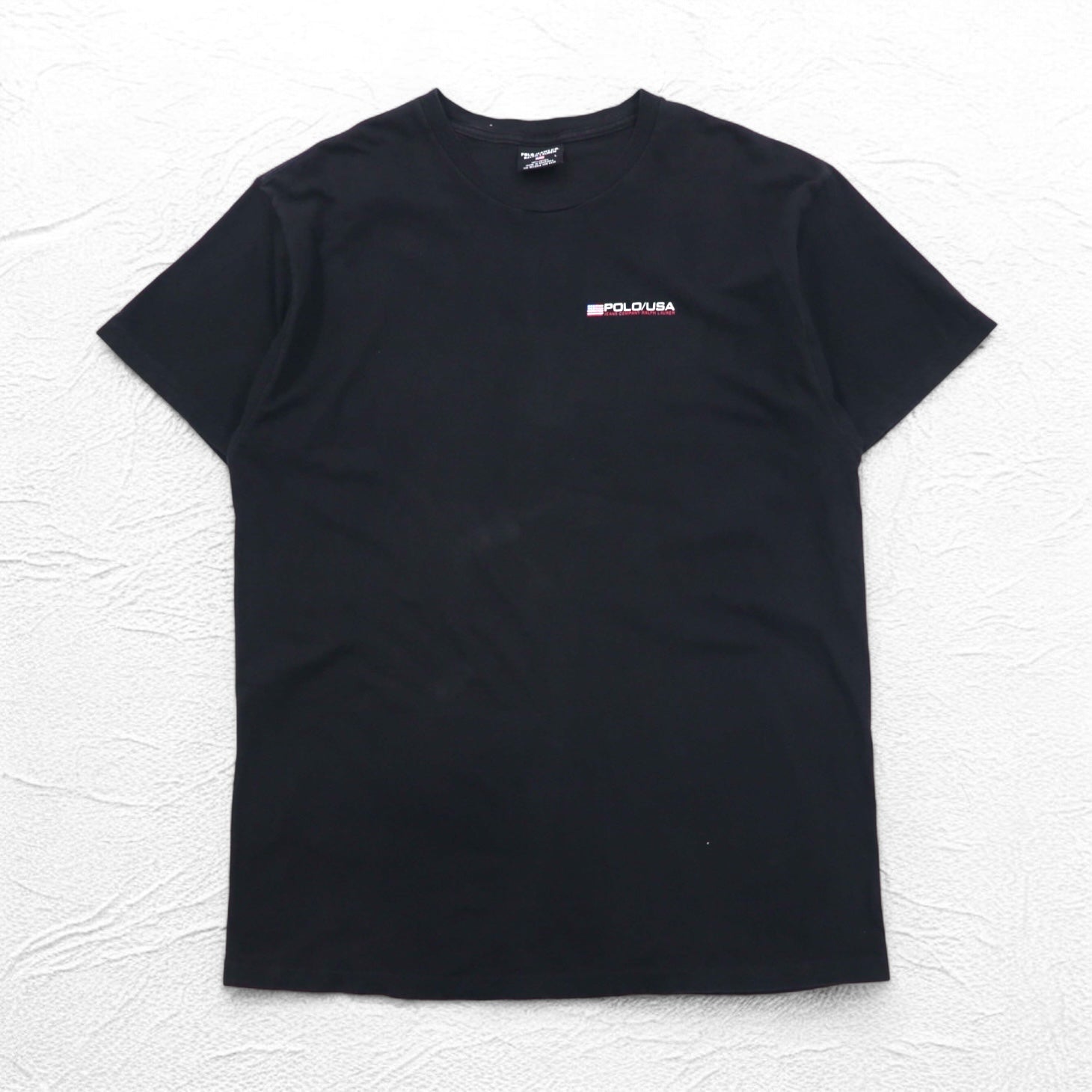 POLO JEANS CO. RALPH LAUREN T-shirt anni '90 L nero cotone con logo a bandiera singola