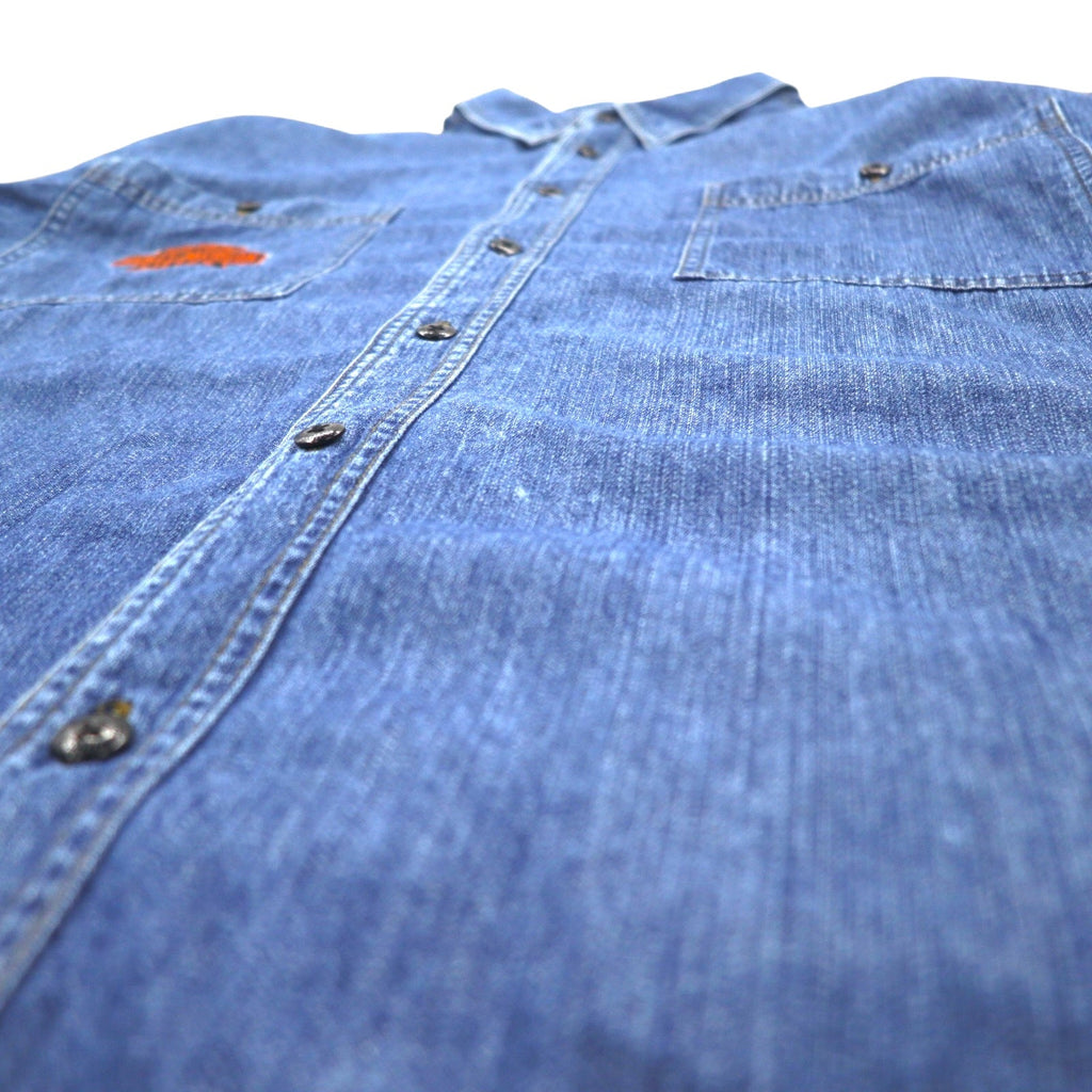 HARLEY DAVIDSON デニムシャツ XXXL ブルー コットン ロゴ刺繍 バックロゴ