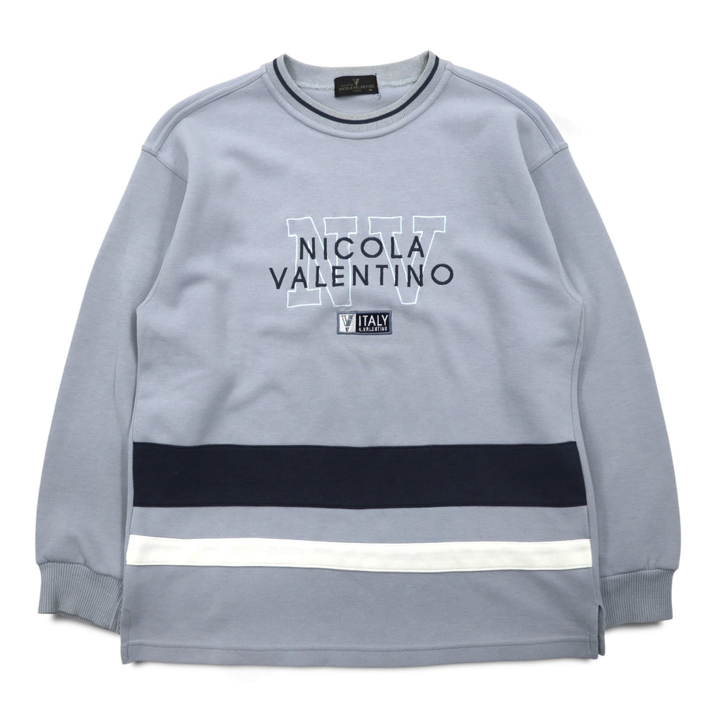 Anni '90 NICOLA VALENTINO Felpa con logo ricamato, taglia M, blu, cotone