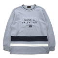 Anni '90 NICOLA VALENTINO Felpa con logo ricamato, taglia M, blu, cotone