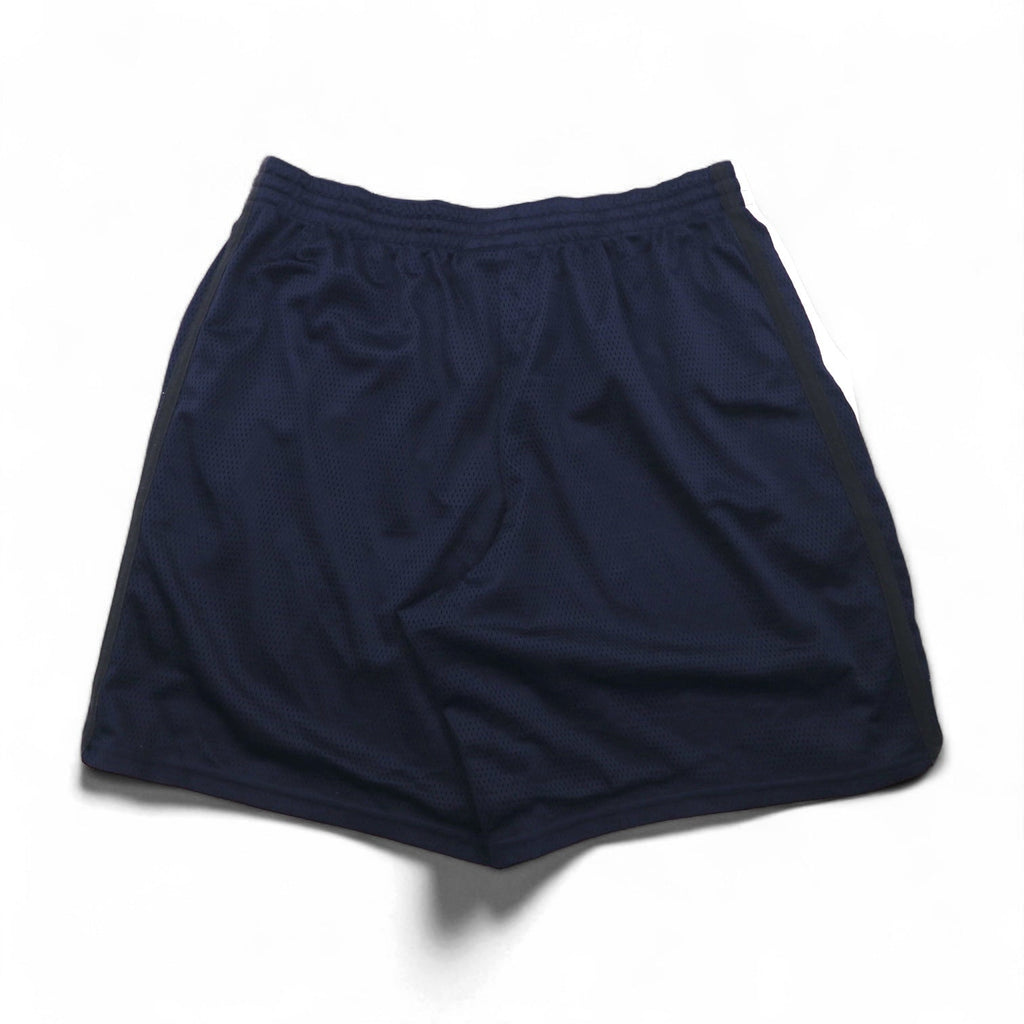 Pantaloncini corti Champion in mesh, taglia 2XL, blu navy, con banda laterale e logo, made in El Salvador