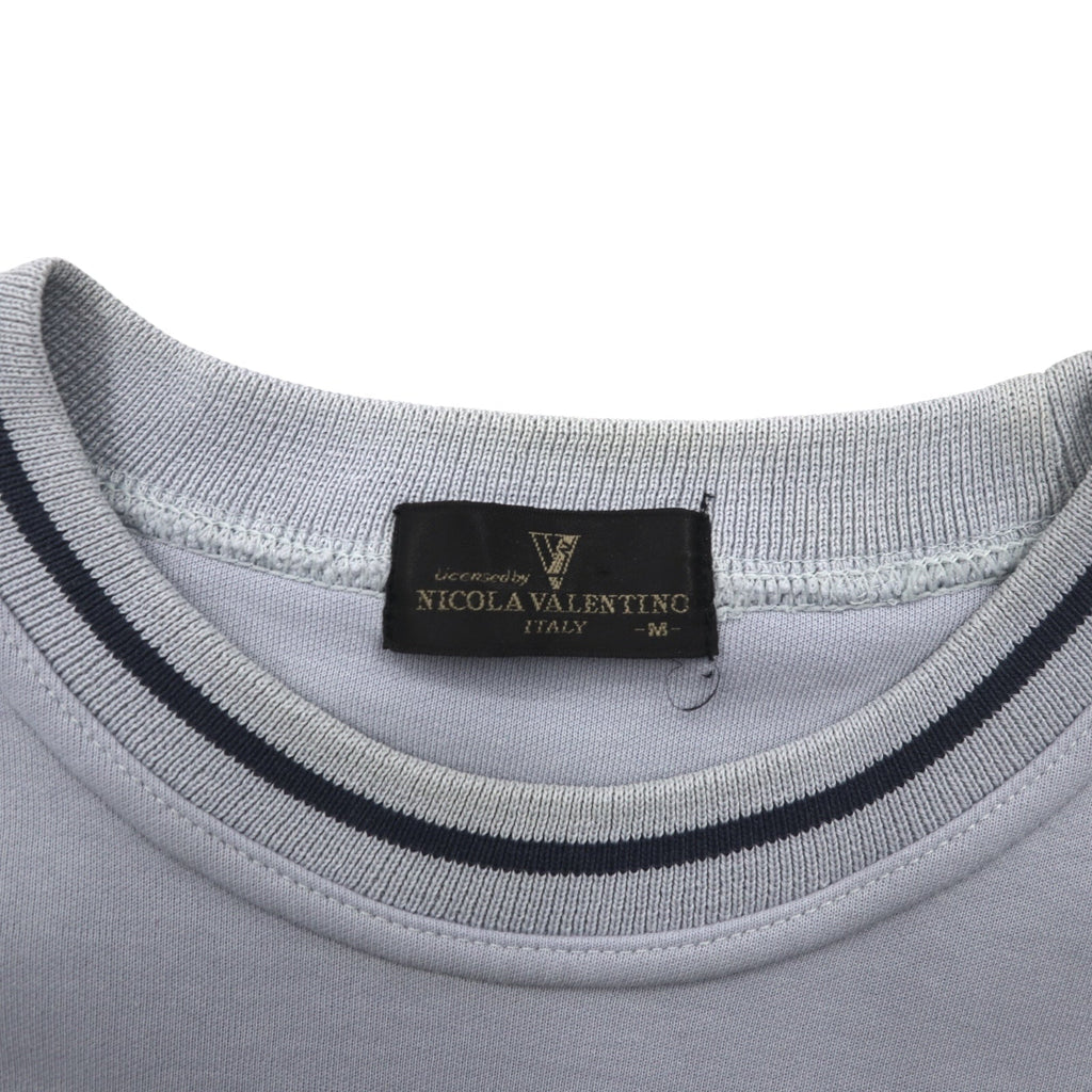 Anni '90 NICOLA VALENTINO Felpa con logo ricamato, taglia M, blu, cotone