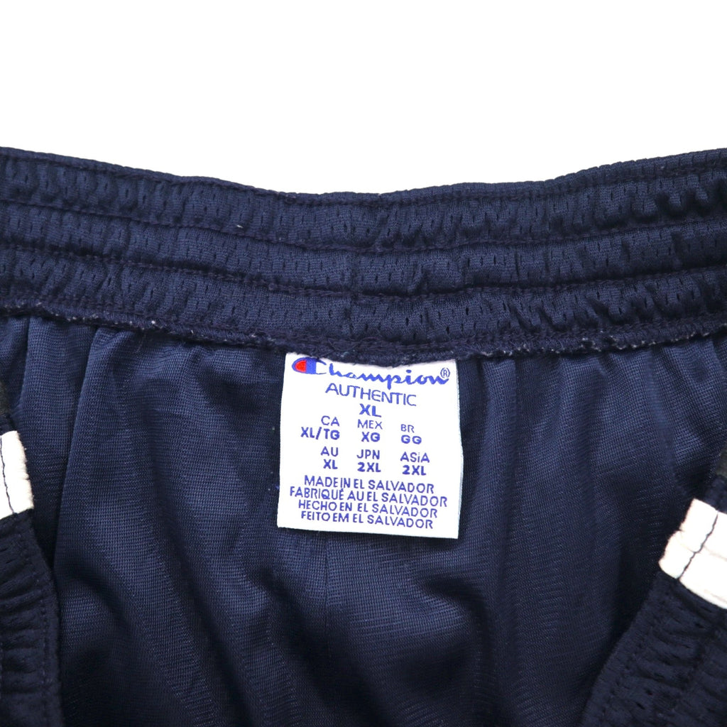 Pantaloncini corti Champion in mesh, taglia 2XL, blu navy, con banda laterale e logo, made in El Salvador