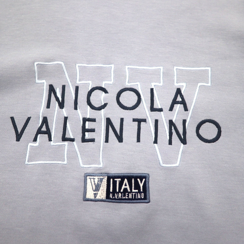 Anni '90 NICOLA VALENTINO Felpa con logo ricamato, taglia M, blu, cotone