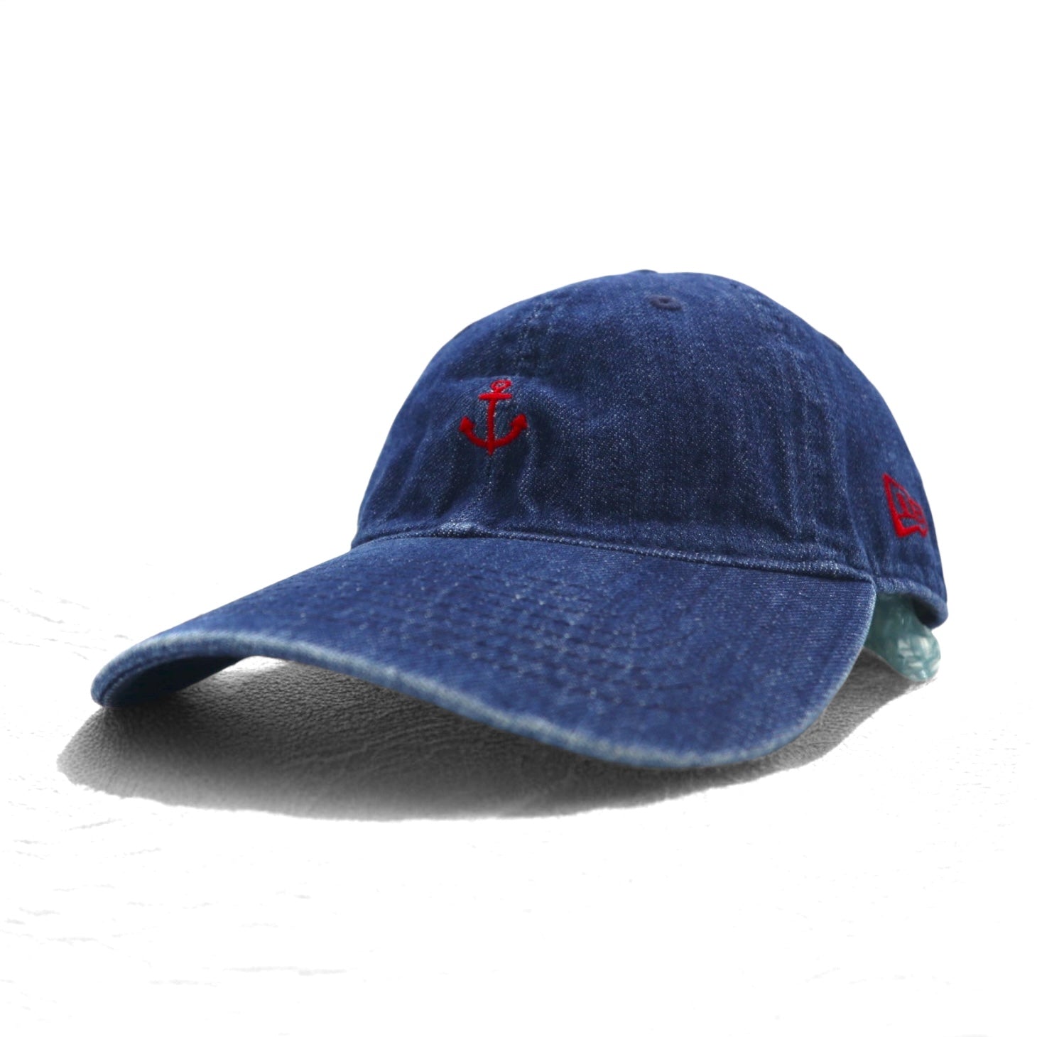 BLUE BLUE × NEW ERA Berretto da baseball, taglia unica, con cinturino, denim indaco, ricamo a ancora