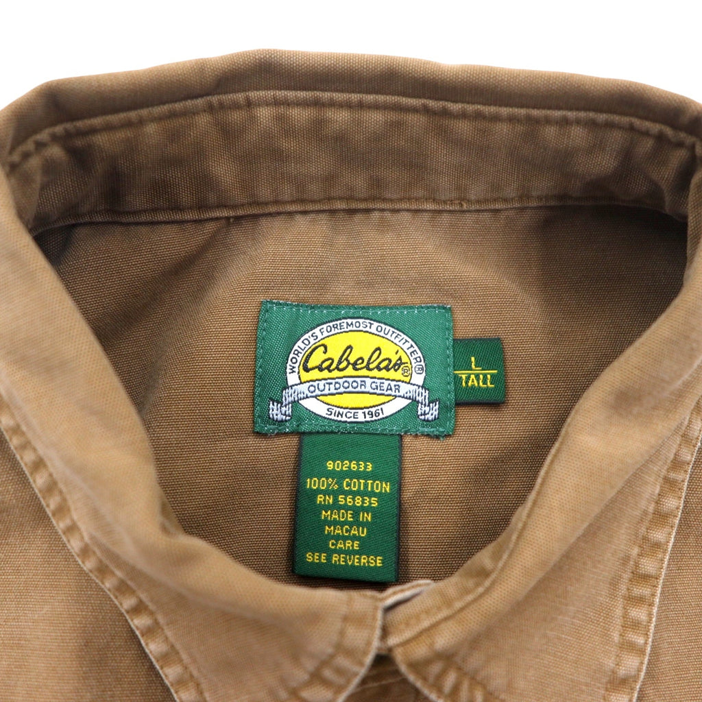 Camicia da lavoro pullover Cabela's OUTDOOR GEAR, taglia L, cachi, cotone, mezza abbottonatura