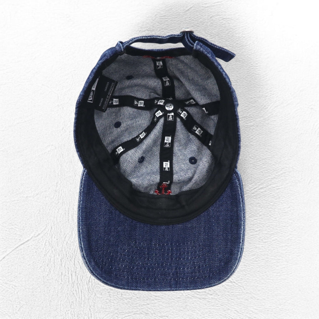 BLUE BLUE × NEW ERA Berretto da baseball, taglia unica, con cinturino, denim indaco, ricamo a ancora
