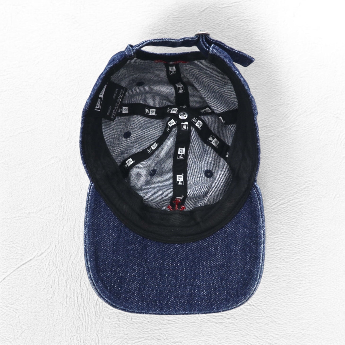 BLUE BLUE × NEW ERA Berretto da baseball, taglia unica, con cinturino, denim indaco, ricamo a ancora