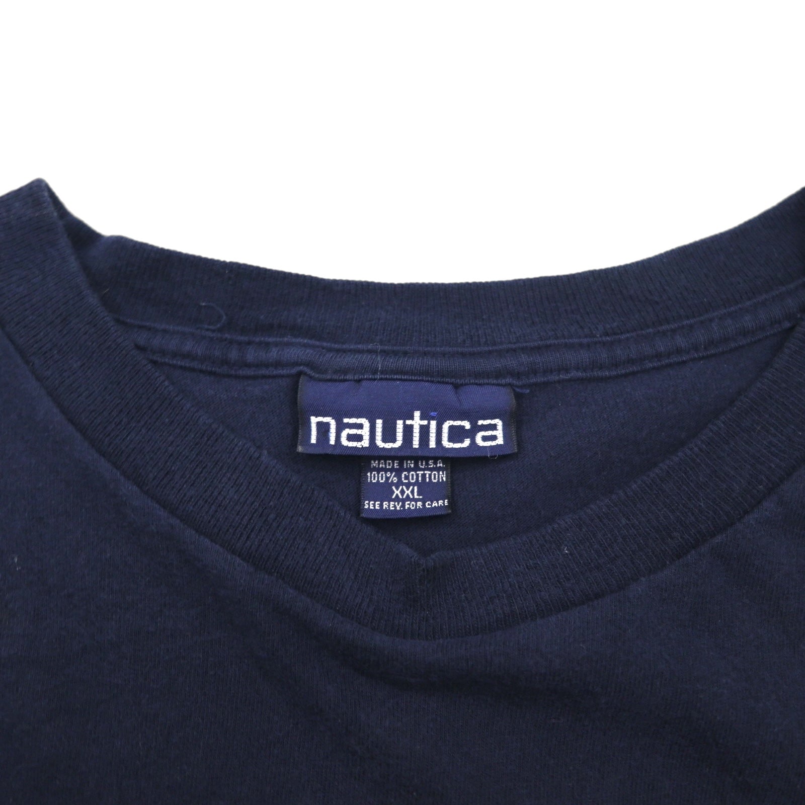 Nautica Anni '90 Made in USA Maglietta con logo ricamato 2XL Blu navy Cotone