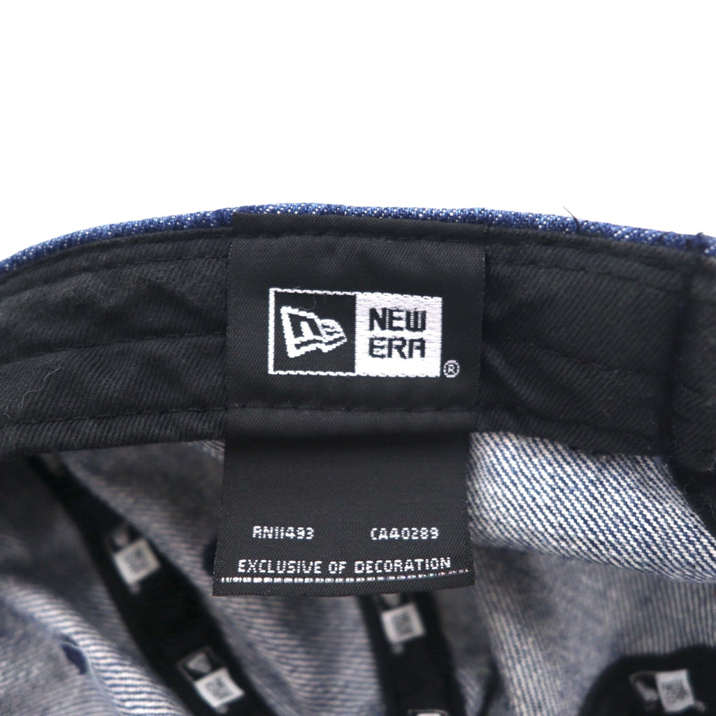 BLUE BLUE × NEW ERA Berretto da baseball, taglia unica, con cinturino, denim indaco, ricamo a ancora